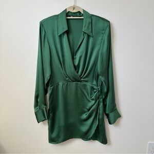 Zara emerald green satin mini dress